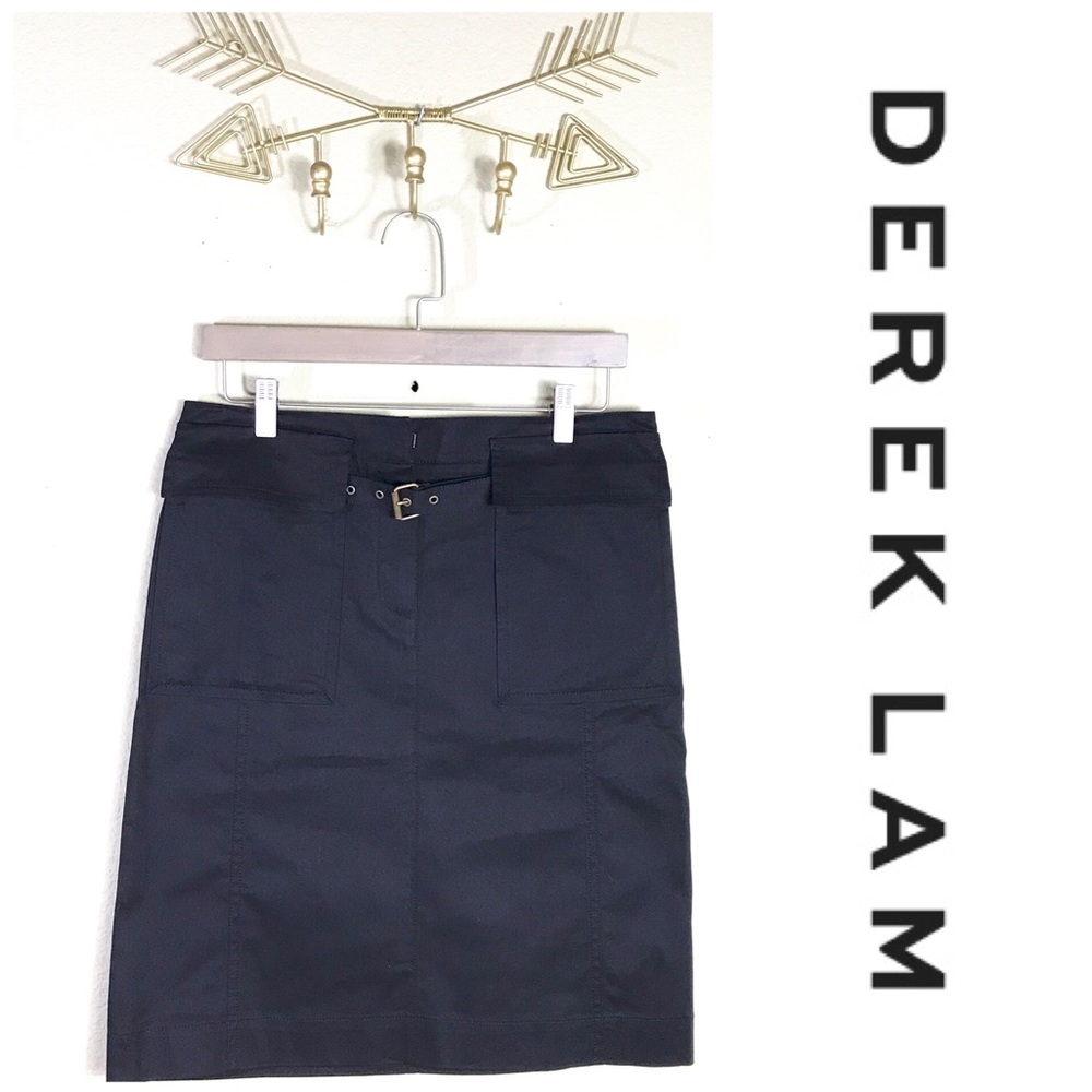 DEREK LAM Belted Black Utility Skirt